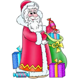 Раскраска Санта Клаус цветная картинка