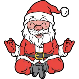 Санта-Клаус медитирует цветная картинка