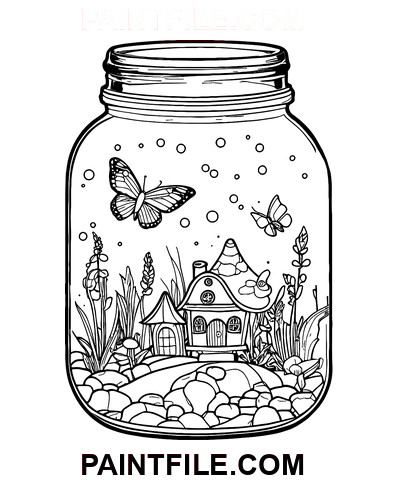 Zanaat Zamanı İçin Kavanoz İçinde Yaşam boyama sayfası