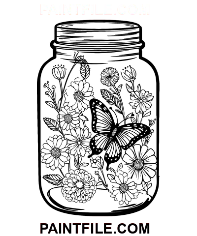 Eğitici Eğlence İçin Kavanoz İçinde Yaşam boyama sayfası