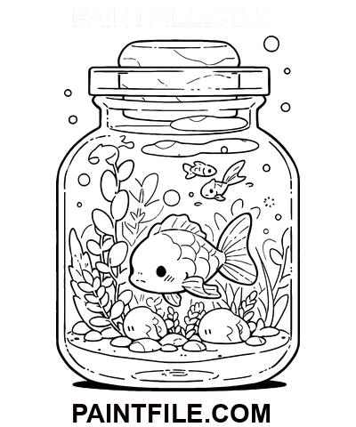 Çocuklar İçin Kavanoz İçinde Yaşam Yaratıcılık boyama sayfası