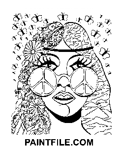 Hippi Kız boyama sayfası