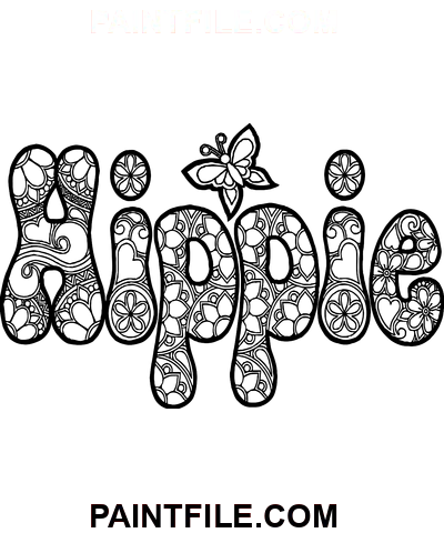 Yetişkinler İçin Hippi El Çizimi boyama sayfası