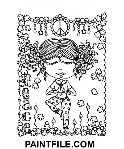 Yoga Barışı boyama sayfası