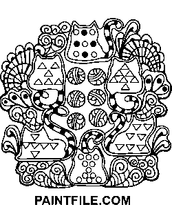 Soyut Kediler Zentangle boyama sayfası