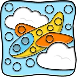Літак у хмарах кольорове зображення