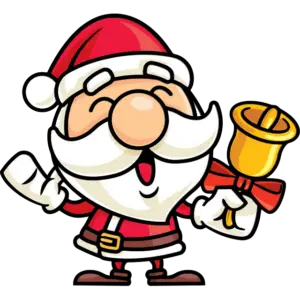 Санта тримає різдвяний дзвіночок кольорове зображення