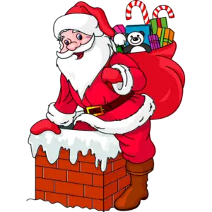 Санта з різдвяними подарунками кольорове зображення