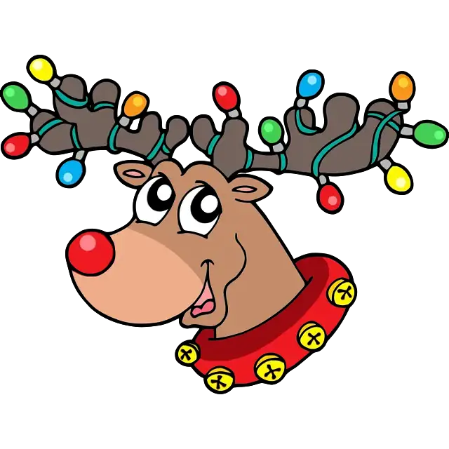 Rudolph u božićnim lampicama slika u boji