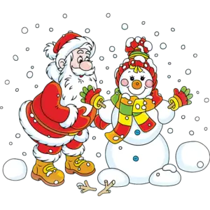 Дядо Коледа и снежният човек 2023 цветно изображение