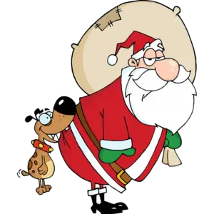 Дядо Коледа и кучето цветно изображение