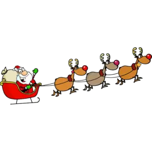 Дядо Коледа и лосове цветно изображение