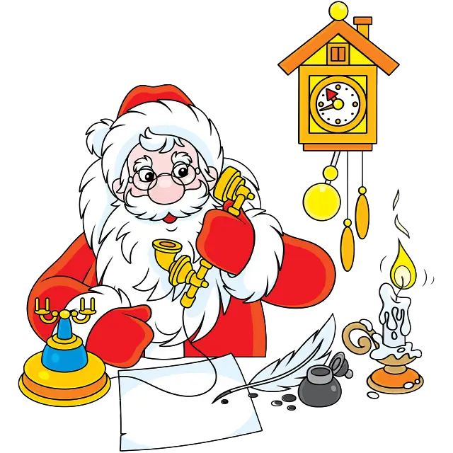 Дядо Коледа се обажда по телефона цветно изображение