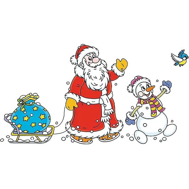 Дядо Коледа смешно снежен човек цветно изображение