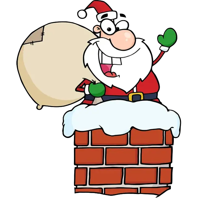Дядо Коледа в комина цветно изображение