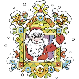 Дядо Коледа на прозореца цветно изображение