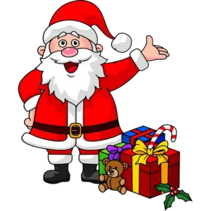Дядо Коледа с подаръци цветно изображение