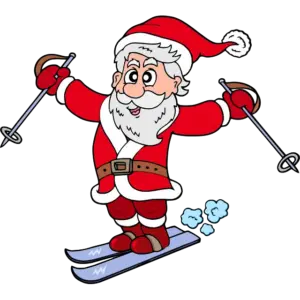 Каране на ски Дядо Коледа цветно изображение