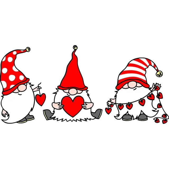 Коледа джуджета в червени шапки цветно изображение
