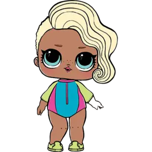 Hölgy szörfös baba színes kép