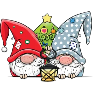 Két karácsonyi aranyos törpe színes kép