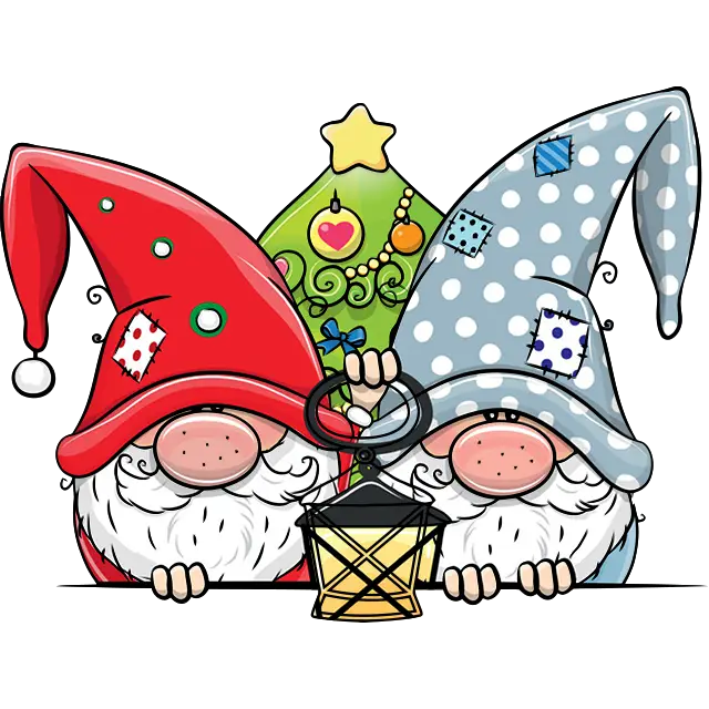 Két karácsonyi aranyos törpe színes kép