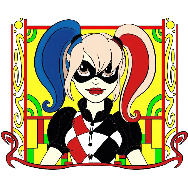 Harley Quinnin muotokuva värillinen kuva