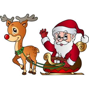 Joulupukki ja Rudolph värillinen kuva