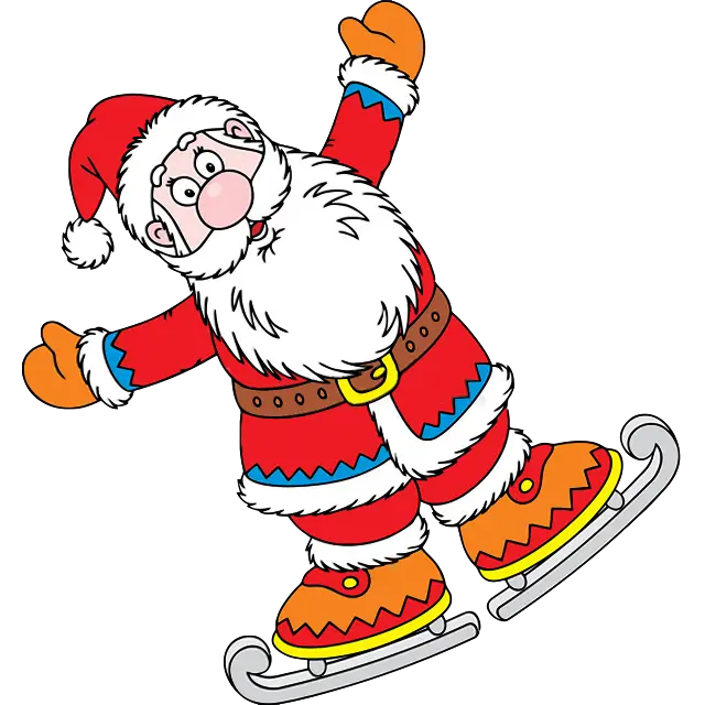 Luistelija Claus Santa värillinen kuva